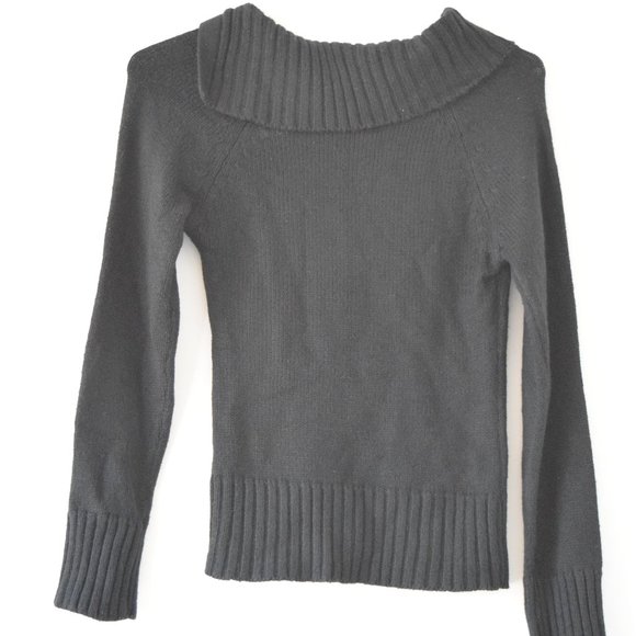 PLANET GOLD Vintage Black Asymmetric Neck Fine Knit Button Sweater | Size M - Picture 4 of 5